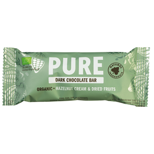 PURE ORGANIC DARK CHOCOLATE BAR - HAZELNUT CREAM