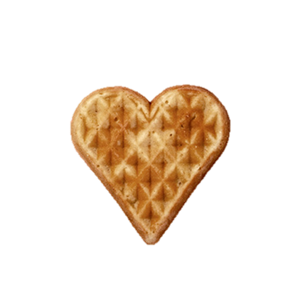 Organic Heart-shaped waffles with added sugar 